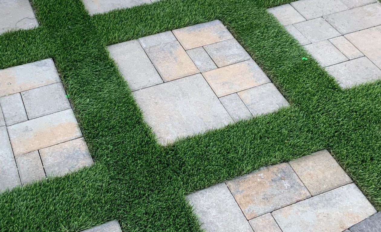 Elegant paver and turf combination installation in Georgetown landscape